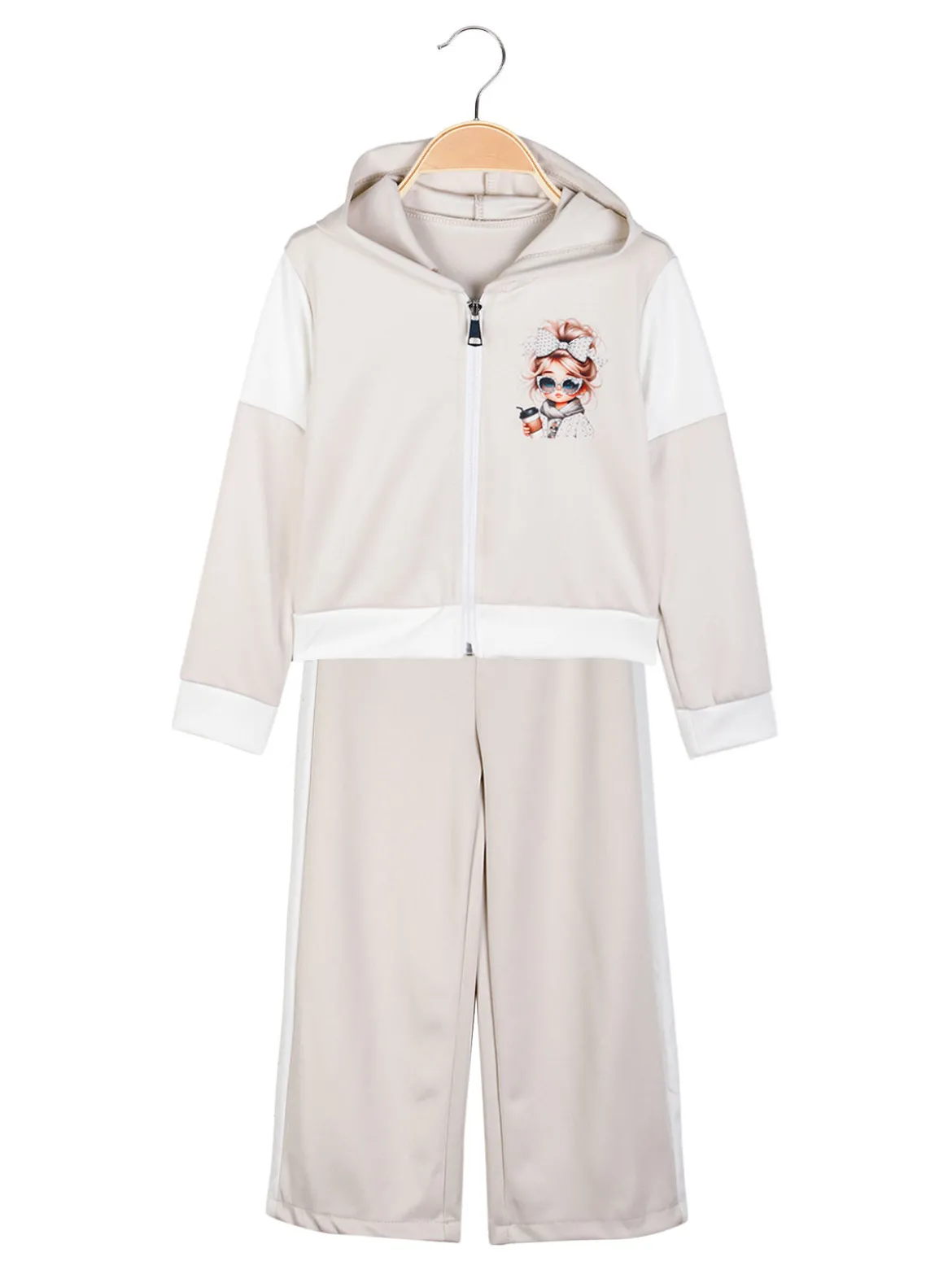 Solada Completo 2 pezzi da bambina con cappuccio e zip
