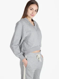 Solada Felpa cropped da donna con scollo a V