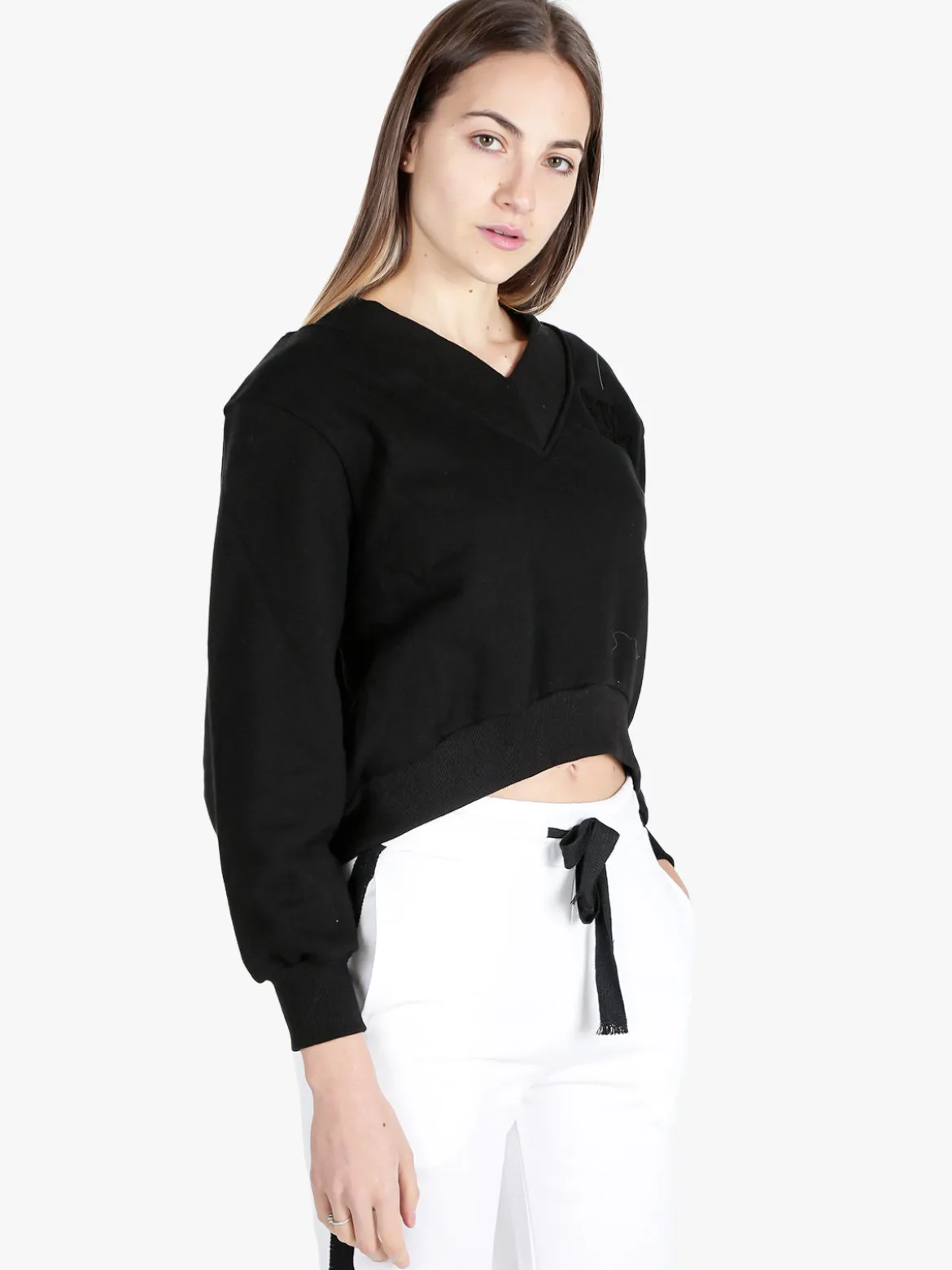 Solada Felpa cropped da donna con scollo a V