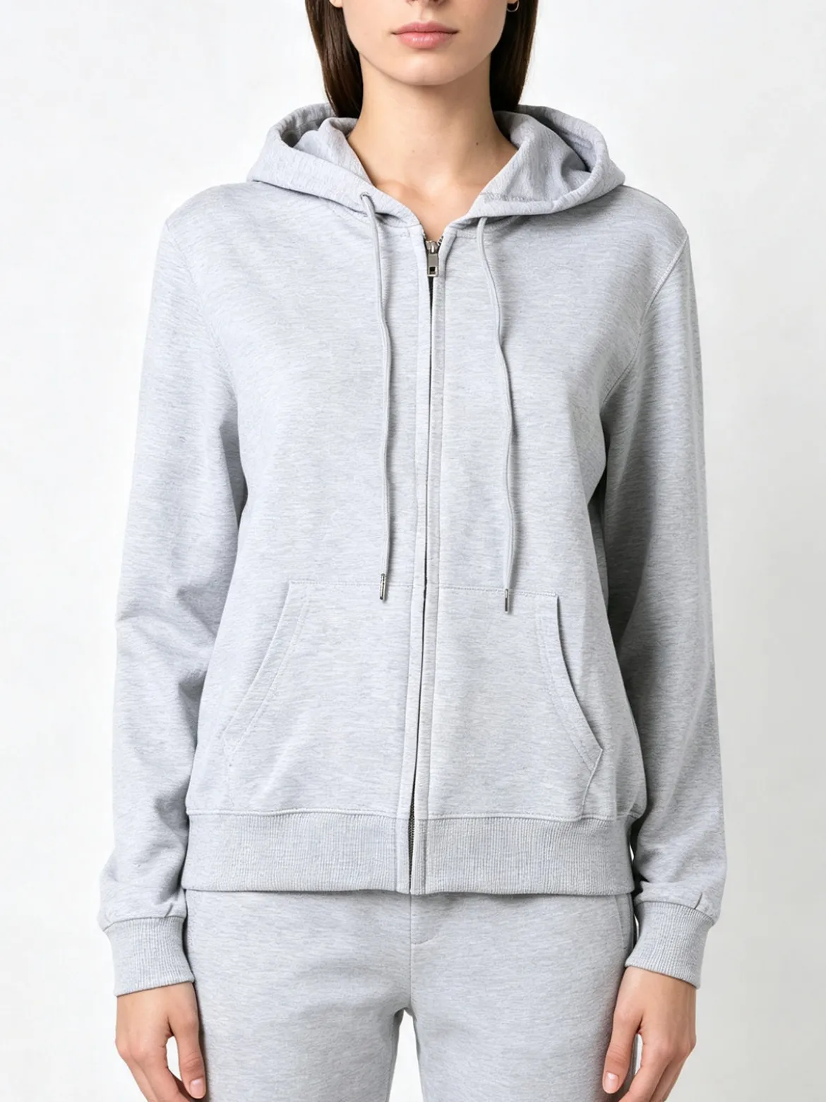 Solada Felpa da donna con cappuccio e zip intera - grigio