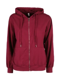 Solada Felpa donna con cappuccio e zip - bordeaux