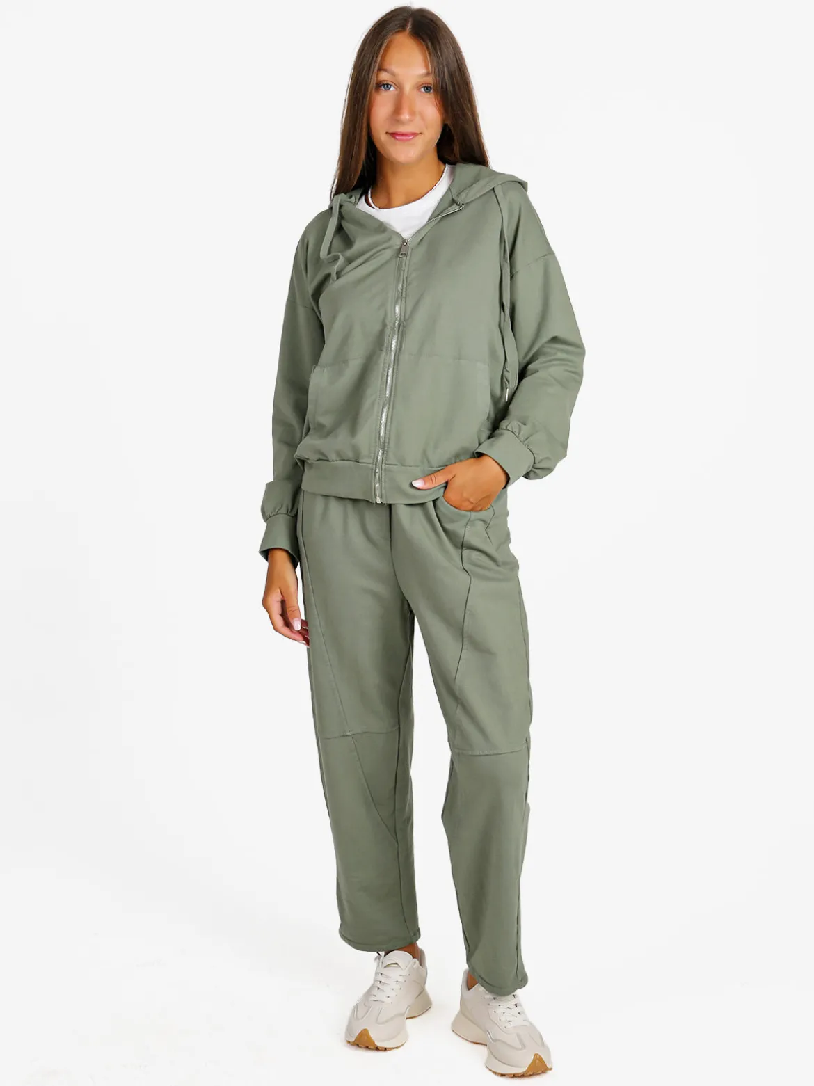 Solada Felpa donna con cappuccio e zip - militare