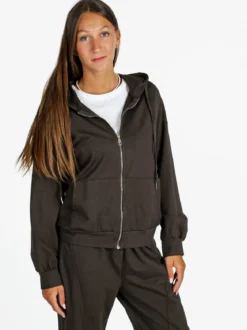 Solada Felpa donna con cappuccio e zip - moro