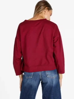 Solada Felpa donna leggera oversize girocollo - bordeaux