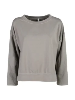 Solada Felpa donna leggera oversize girocollo - fango