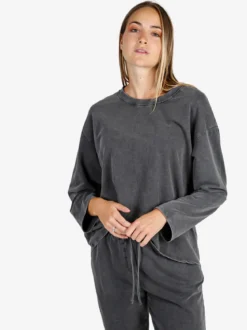 Solada Felpa donna leggera oversize girocollo - grigio scuro