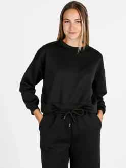 Solada Felpa donna oversize girocollo - nero