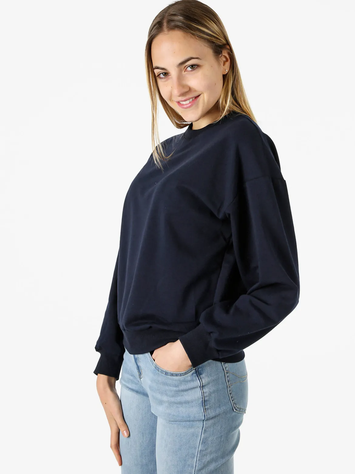 Solada Felpa girocollo da donna in cotone - blu scuro