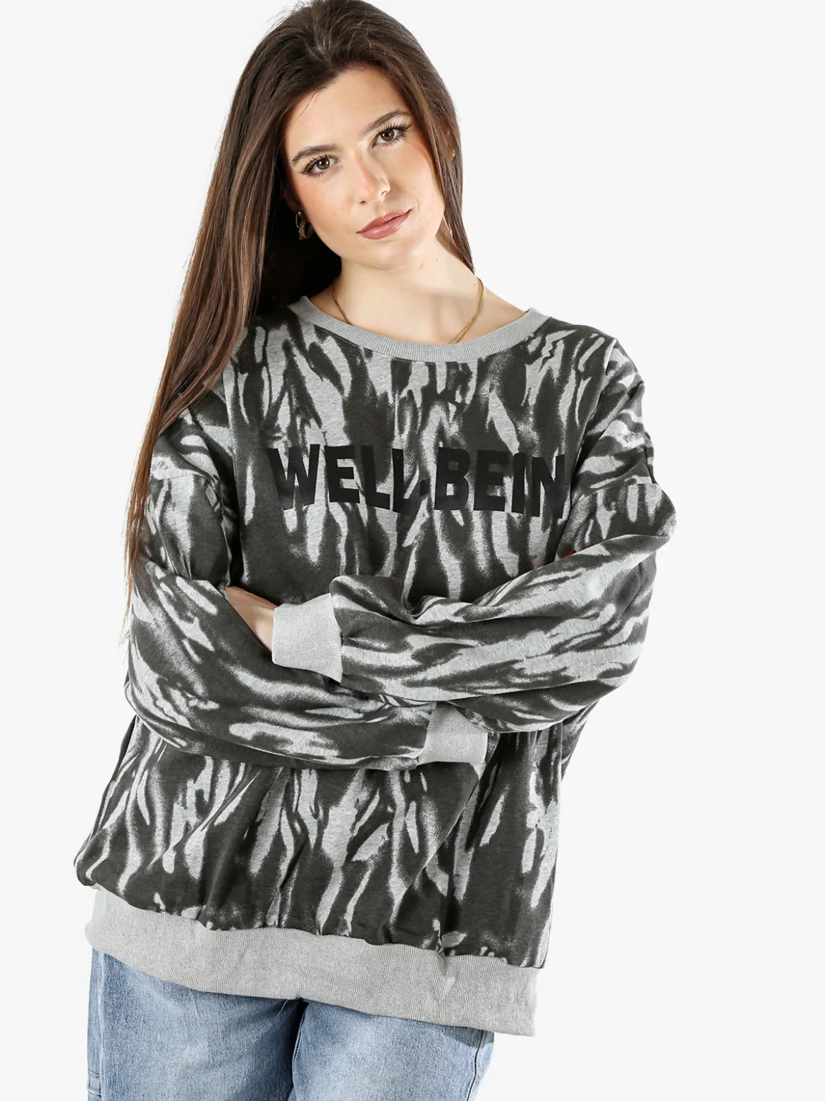 Solada Felpa oversize da donna con stampe - grigio