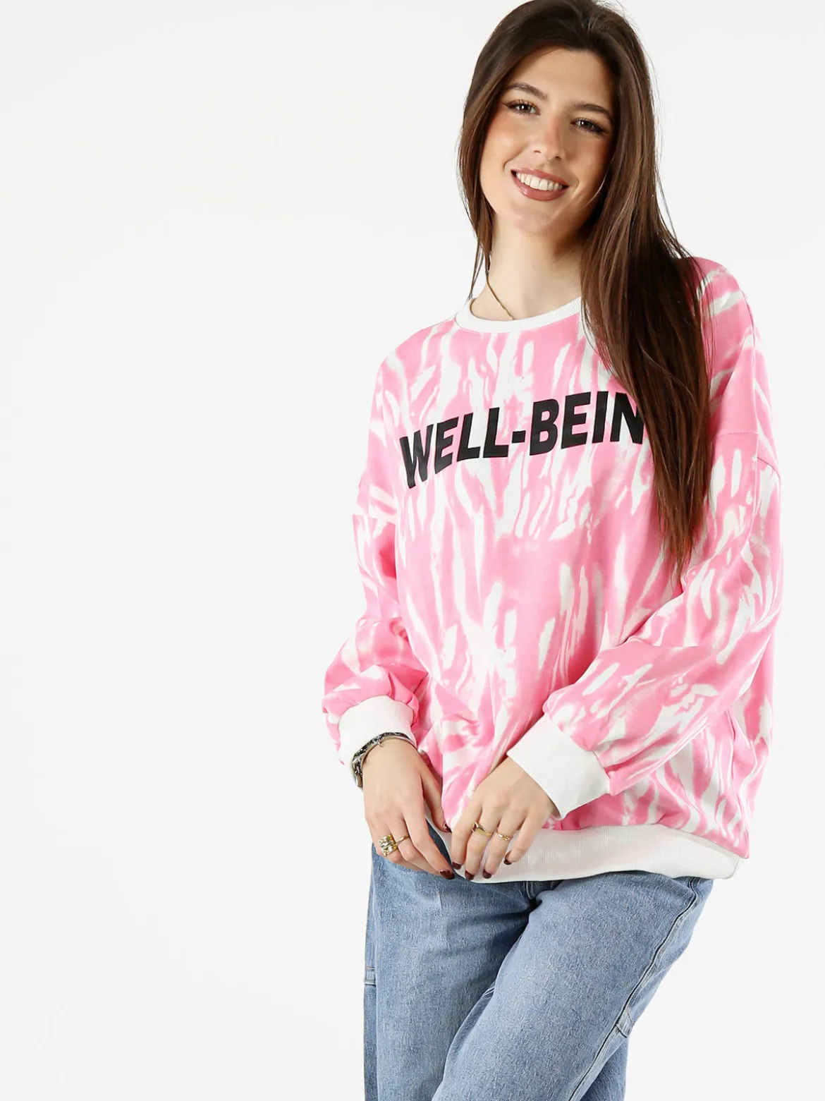 Solada Felpa oversize da donna con stampe - rosa