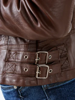 Solada Giacca da donna in ecopelle con zip - marrone