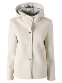 Solada Giacca da donna in panno con bottoni e cappuccio - beige