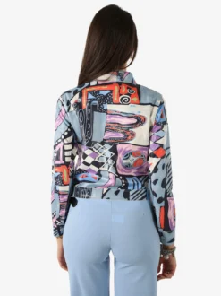 Solada Giacca donna con stampa colorata e bottoni - azzurro