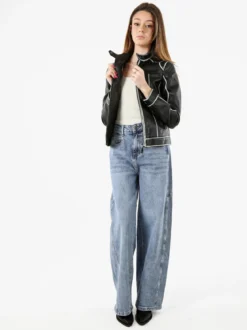 Solada Giacca donna in ecopelle con zip - nero