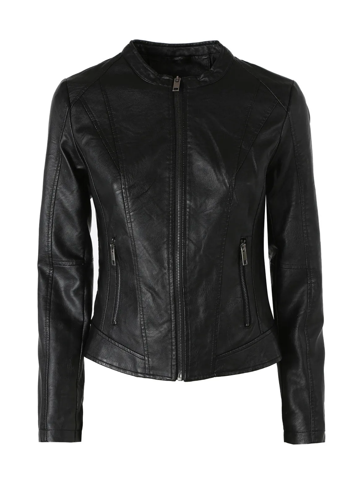 Solada Giacca donna in ecopelle con zip - nero