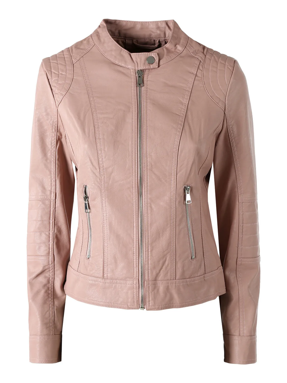 Solada Giacca donna in ecopelle con zip - rosa