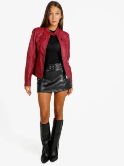 Solada Giacca donna in ecopelle con zip - rosso