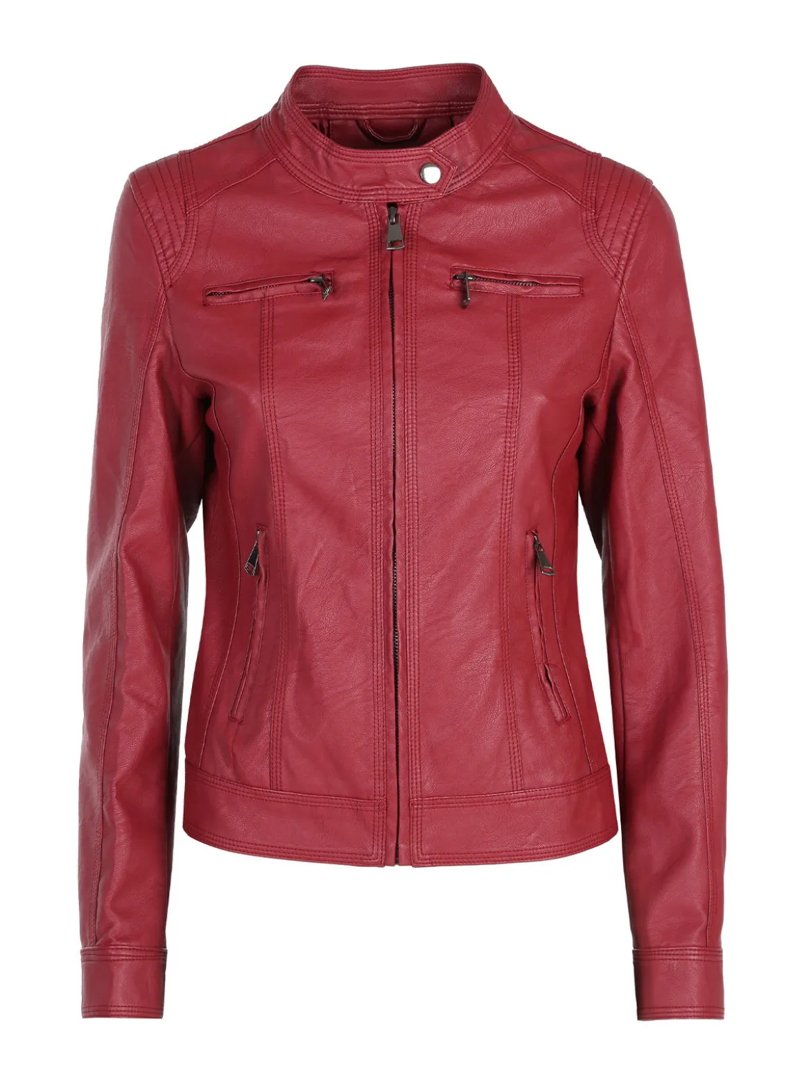 Solada Giacca donna in ecopelle con zip - rosso