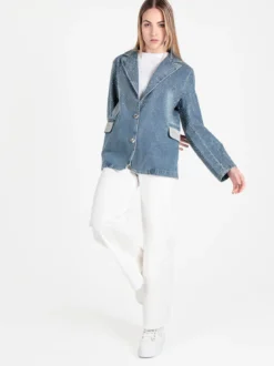 Solada Giacca donna in jeans con borchie e strass