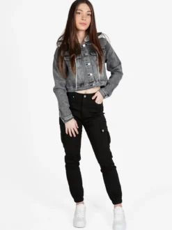 Solada Giacca donna in jeans con cappuccio in felpa