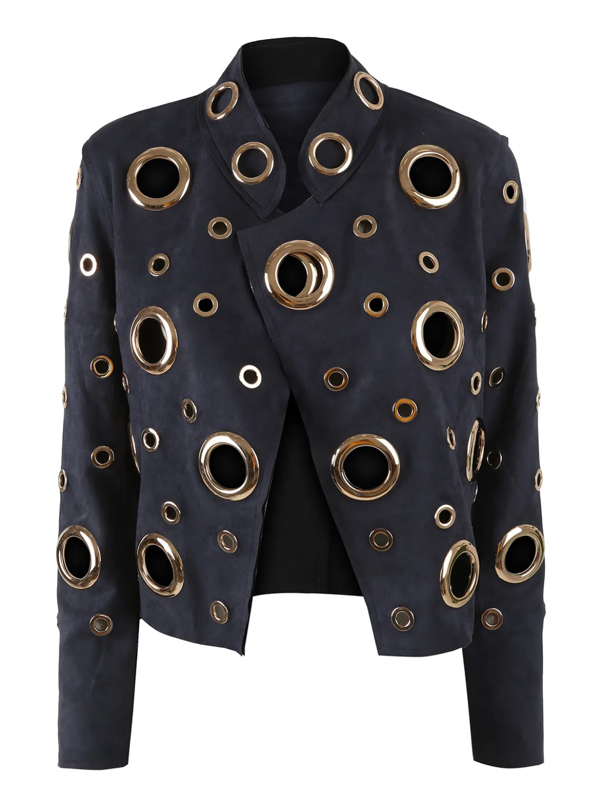 Solada Giacca donna in tessuto scamosciato con anelli - blu scuro