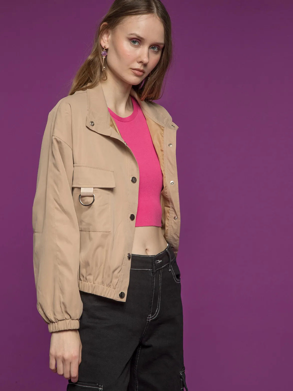 Solada Giacca donna oversize con bottoni e tasche
