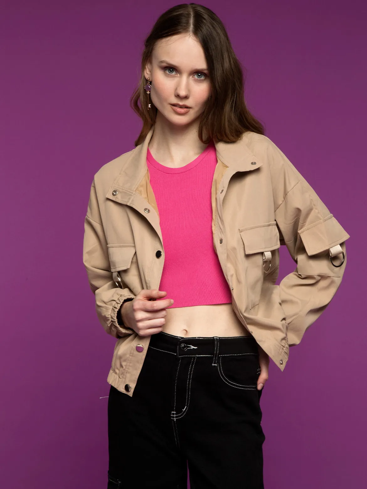Solada Giacca donna oversize con bottoni e tasche