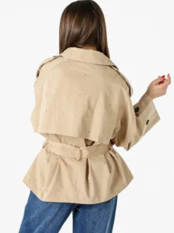 Solada Giacca donna oversize in cotone con micro borchie - khaki