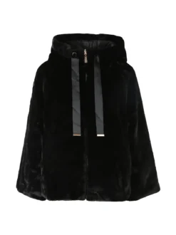 Solada Giacca donna oversize in ecopelliccia reversibile - nero
