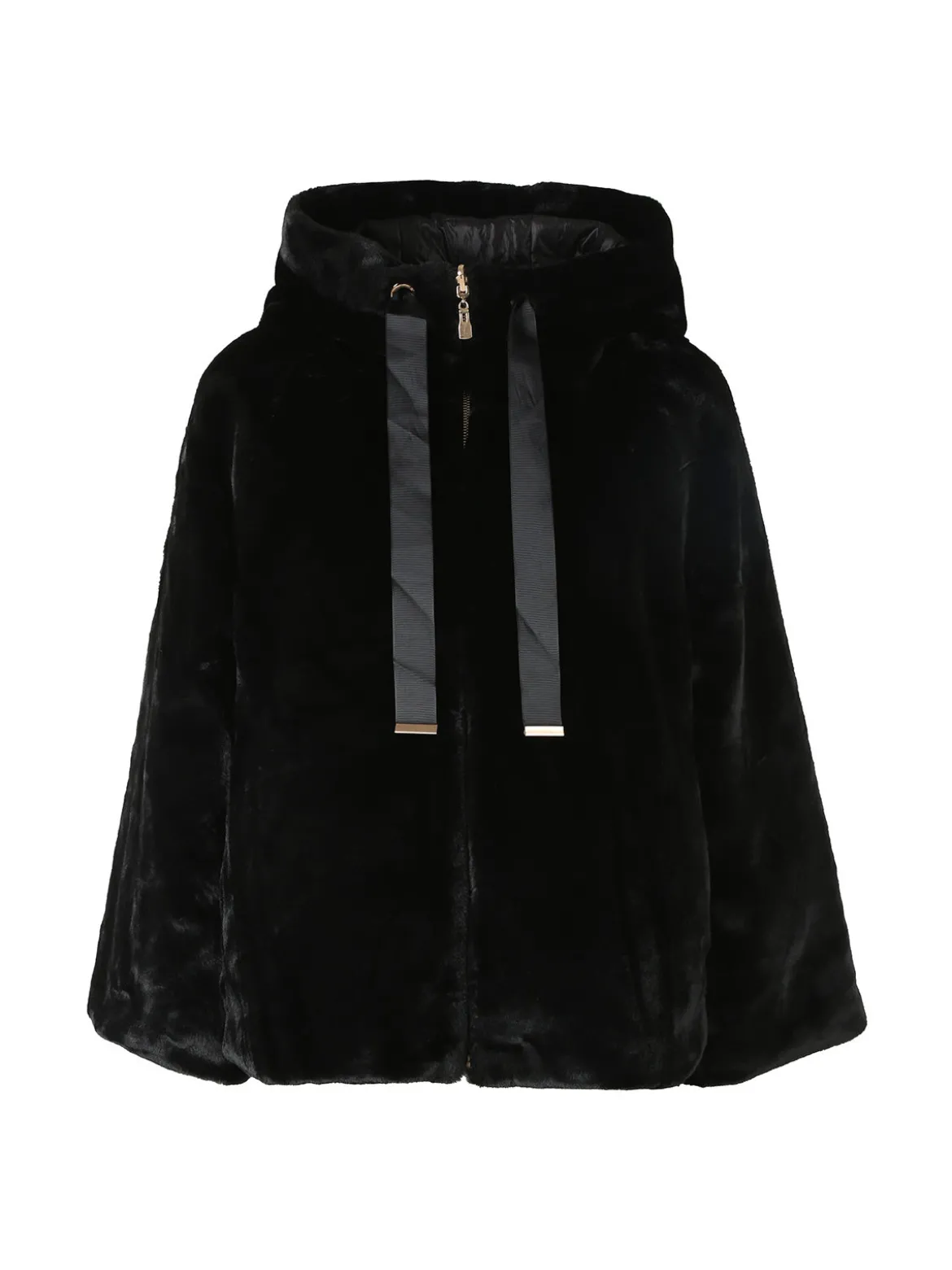 Solada Giacca donna oversize in ecopelliccia reversibile - nero