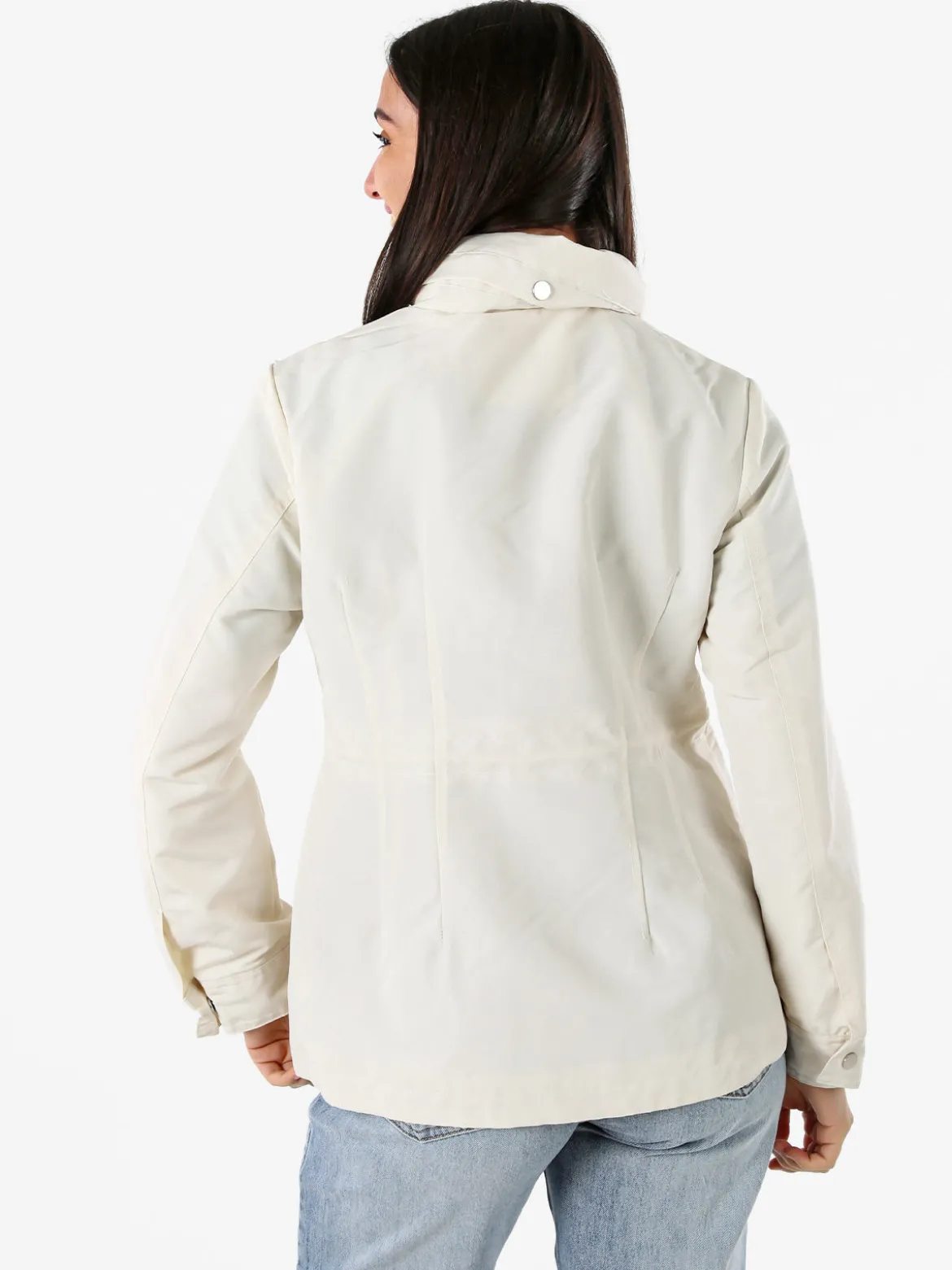 Solada Giacca impermeabile da donna con bottoni e zip - panna