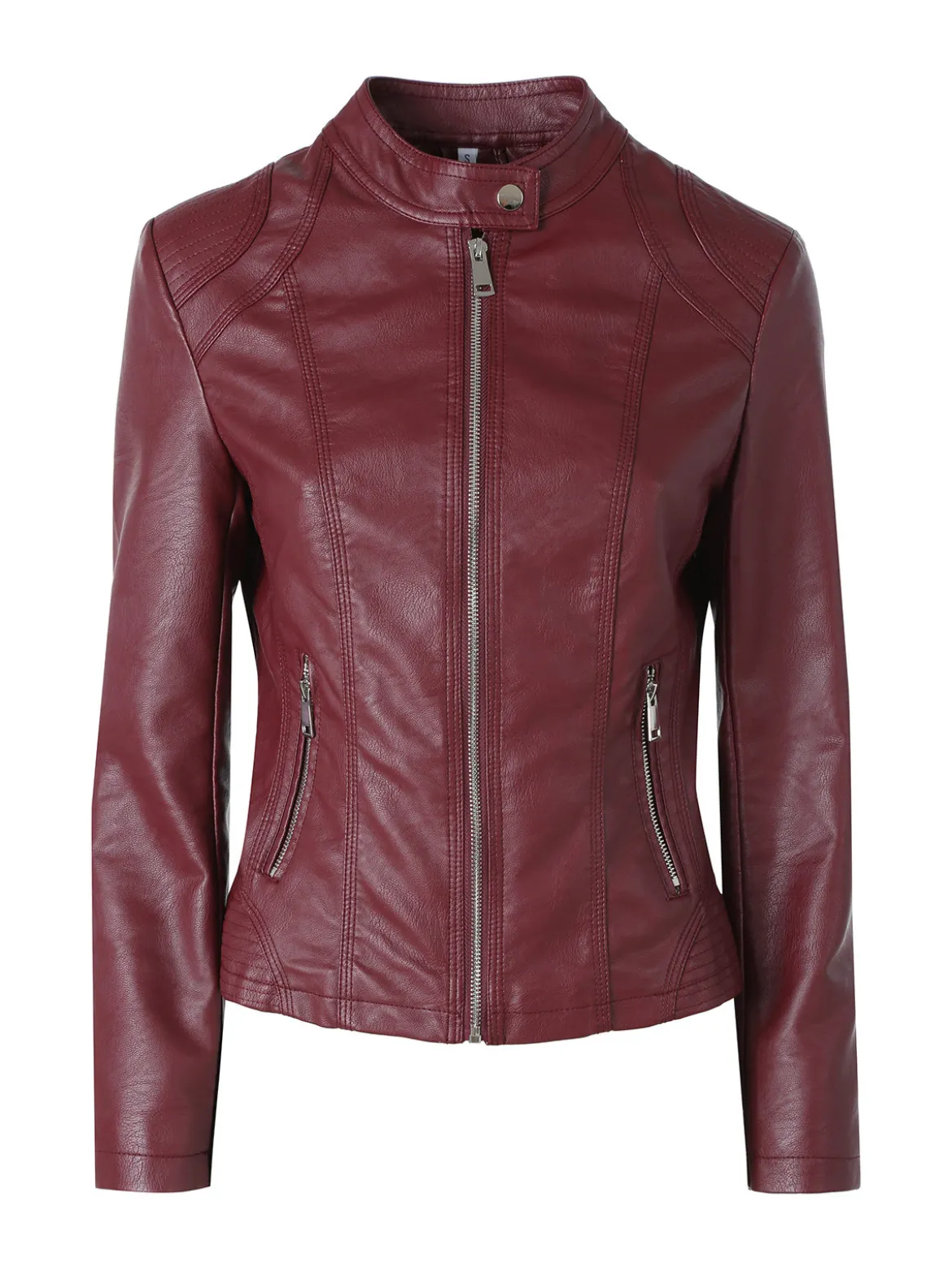Solada Giacca in ecopelle da donna con zip - bordeaux