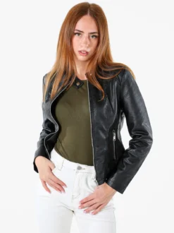 Solada Giacca in ecopelle da donna con zip - nero