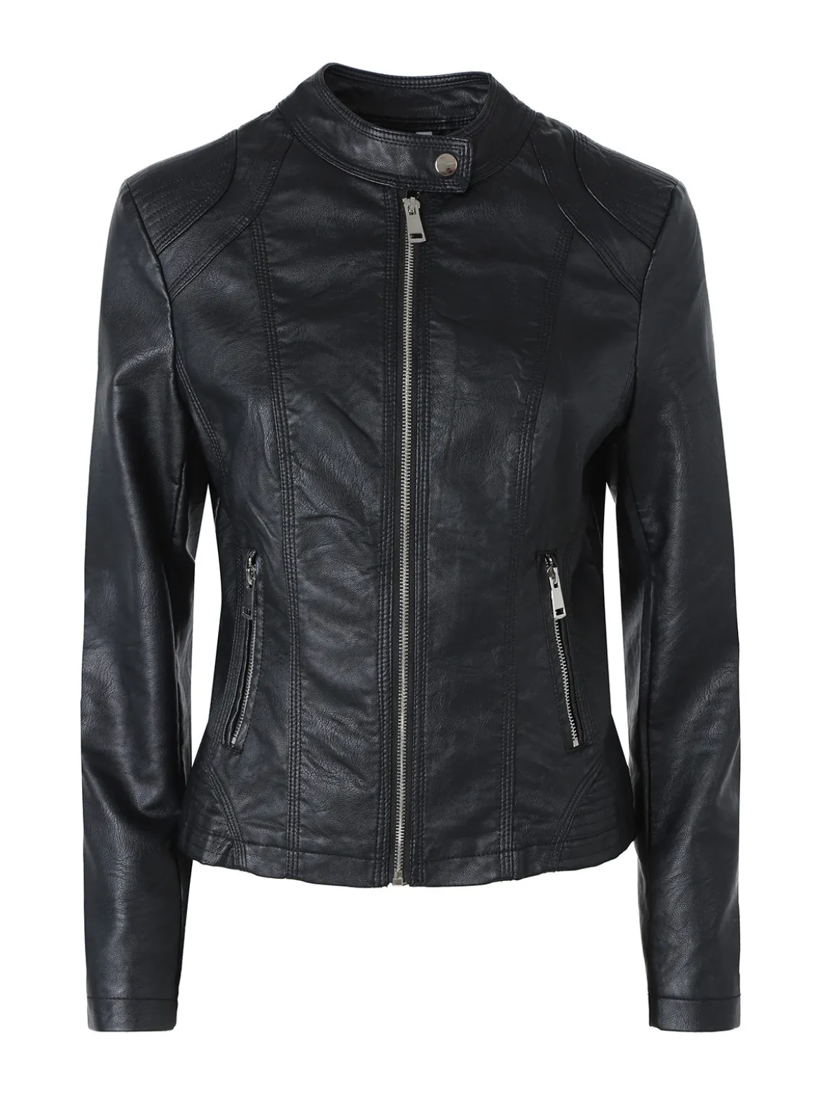 Solada Giacca in ecopelle da donna con zip - nero