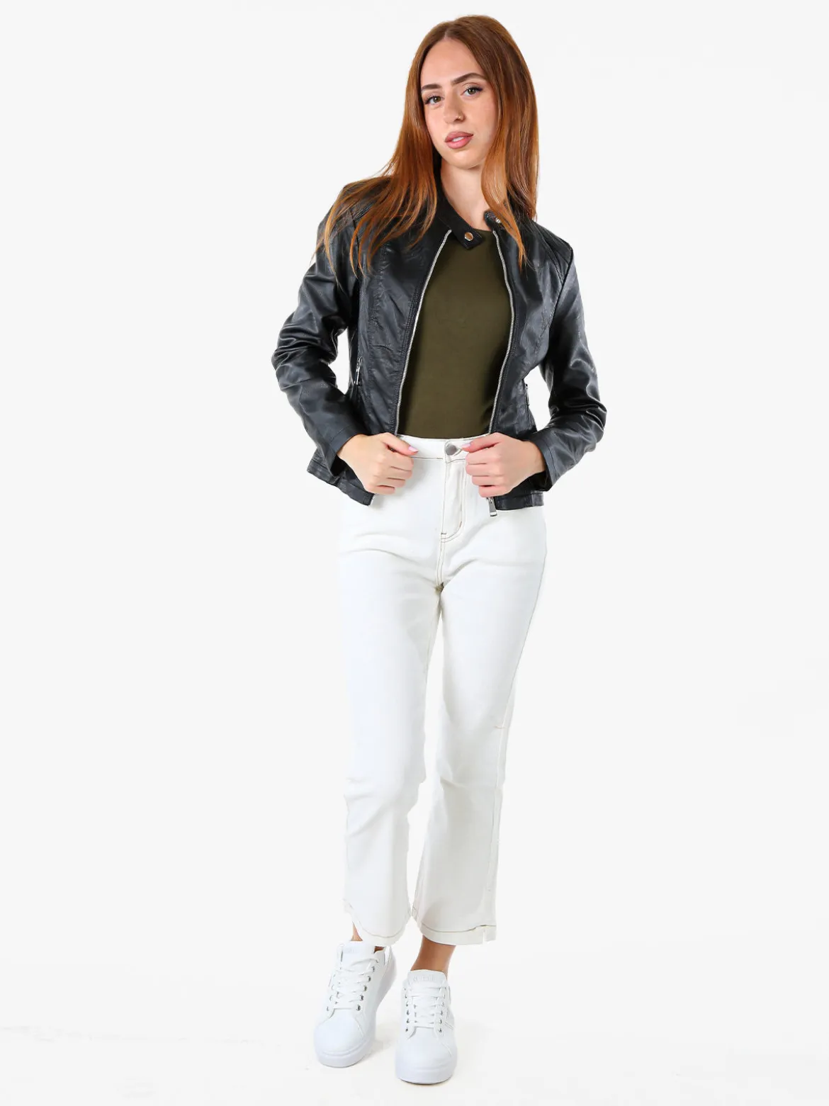 Solada Giacca in ecopelle da donna con zip - nero
