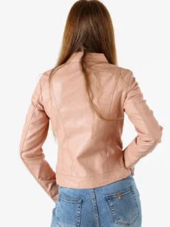 Solada Giacca in ecopelle da donna con zip - rosa