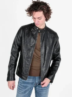 Solada Giacca in ecopelle da uomo con zip
