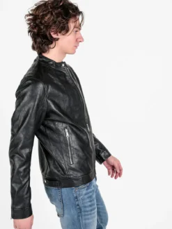 Solada Giacca in ecopelle da uomo con zip