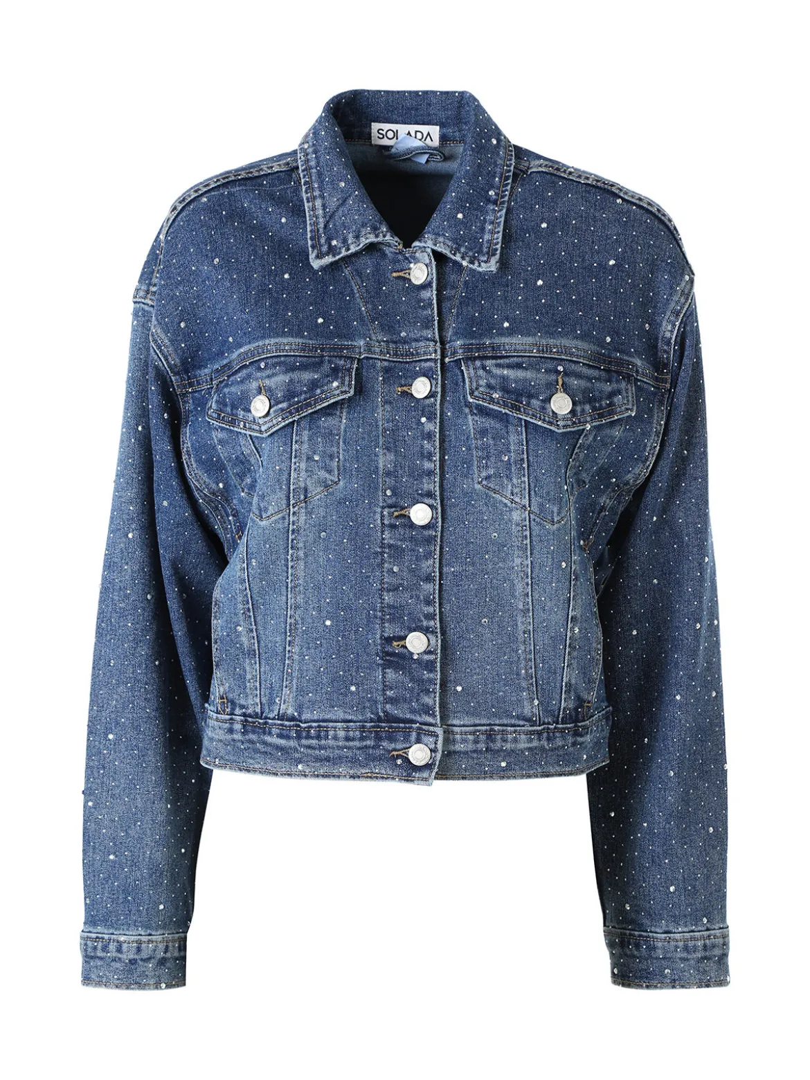 Solada Giacca in jeans da donna oversize con micro borchie - jeans