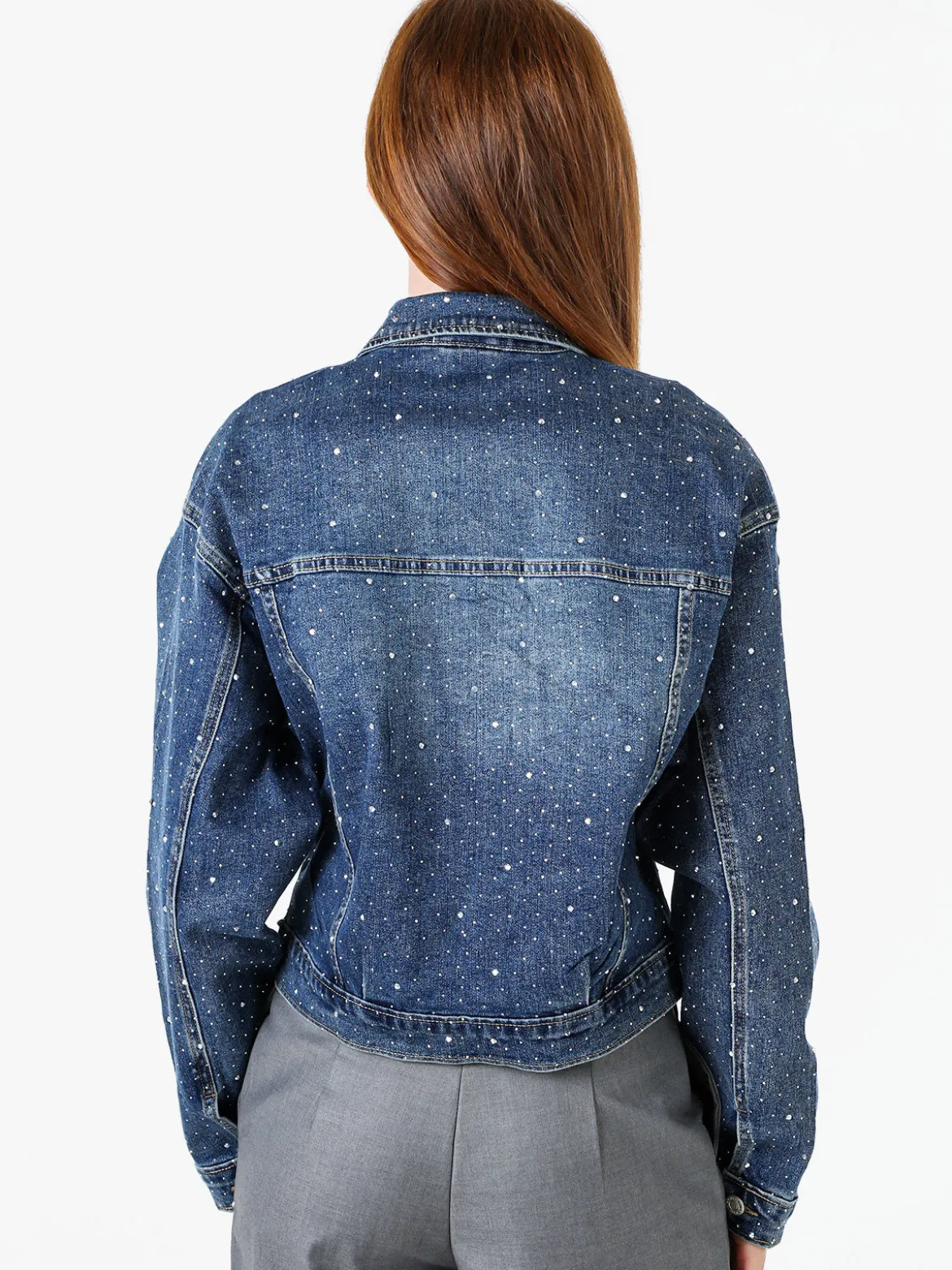 Solada Giacca in jeans da donna oversize con micro borchie - jeans