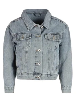 Solada Giacca in jeans donna con scritta dietro