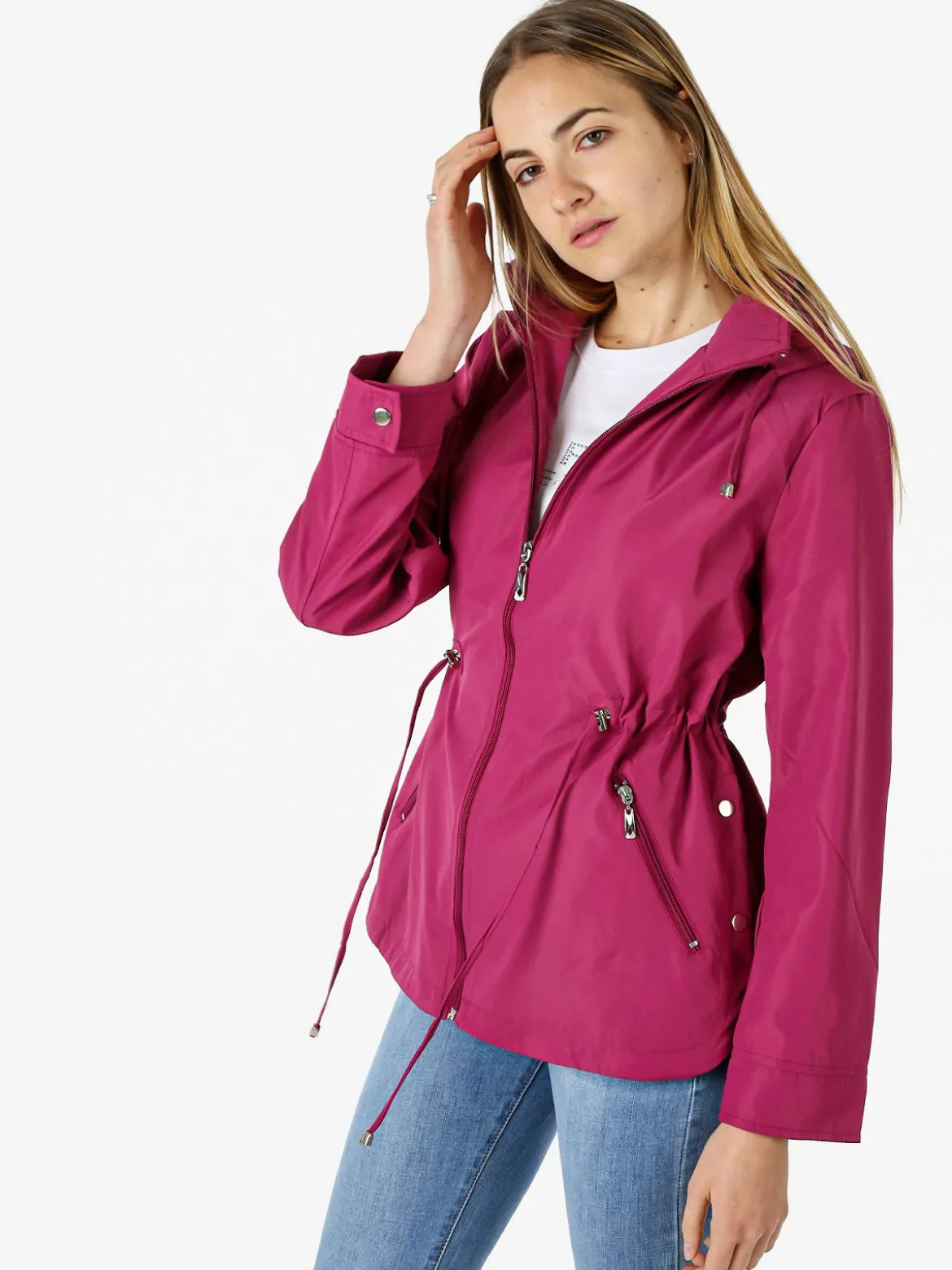 Solada Giacca leggera da donna con cappuccio e zip - porpora