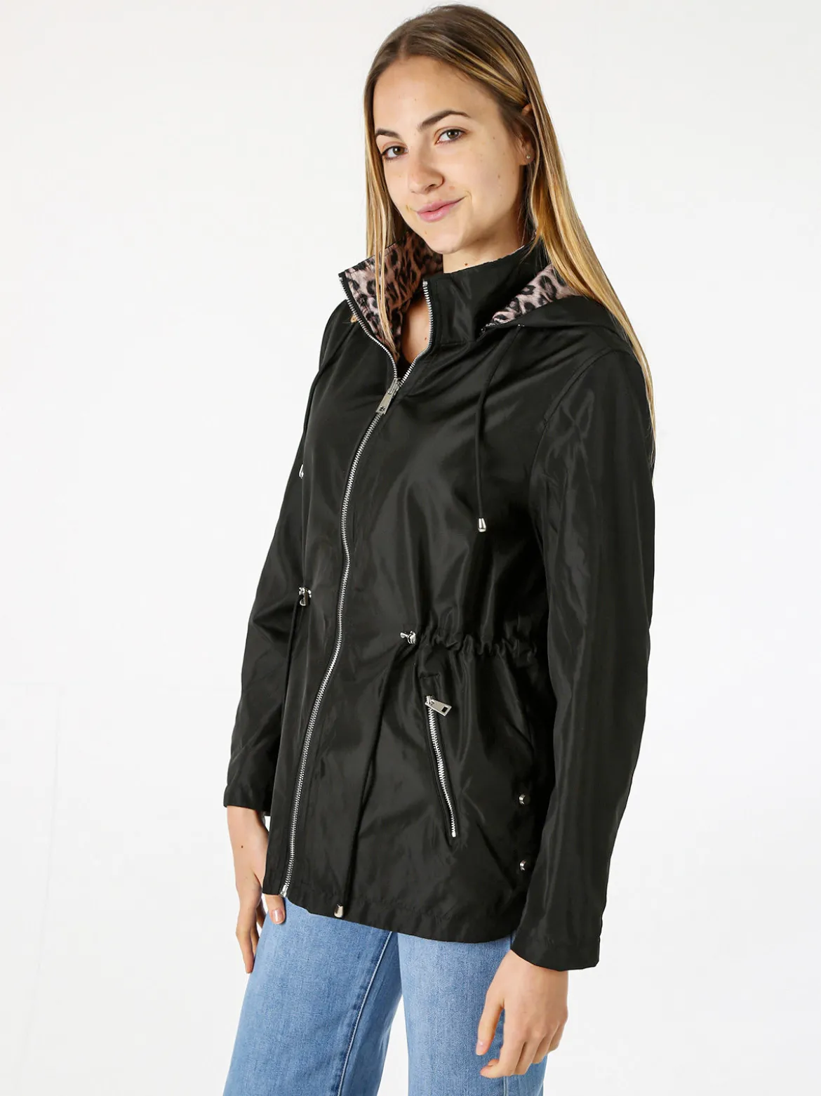 Solada Giacca leggera da donna reversibile con cappuccio e zip - nero