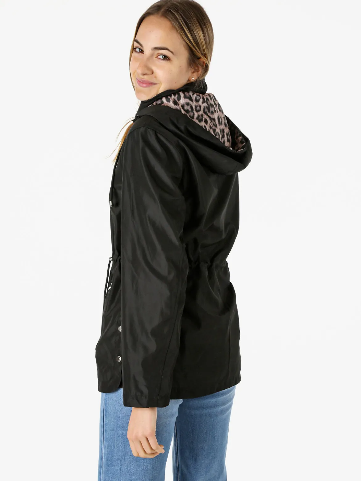 Solada Giacca leggera da donna reversibile con cappuccio e zip - nero
