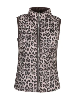 Solada Gilet donna animalier imbottito reversibile - marrone