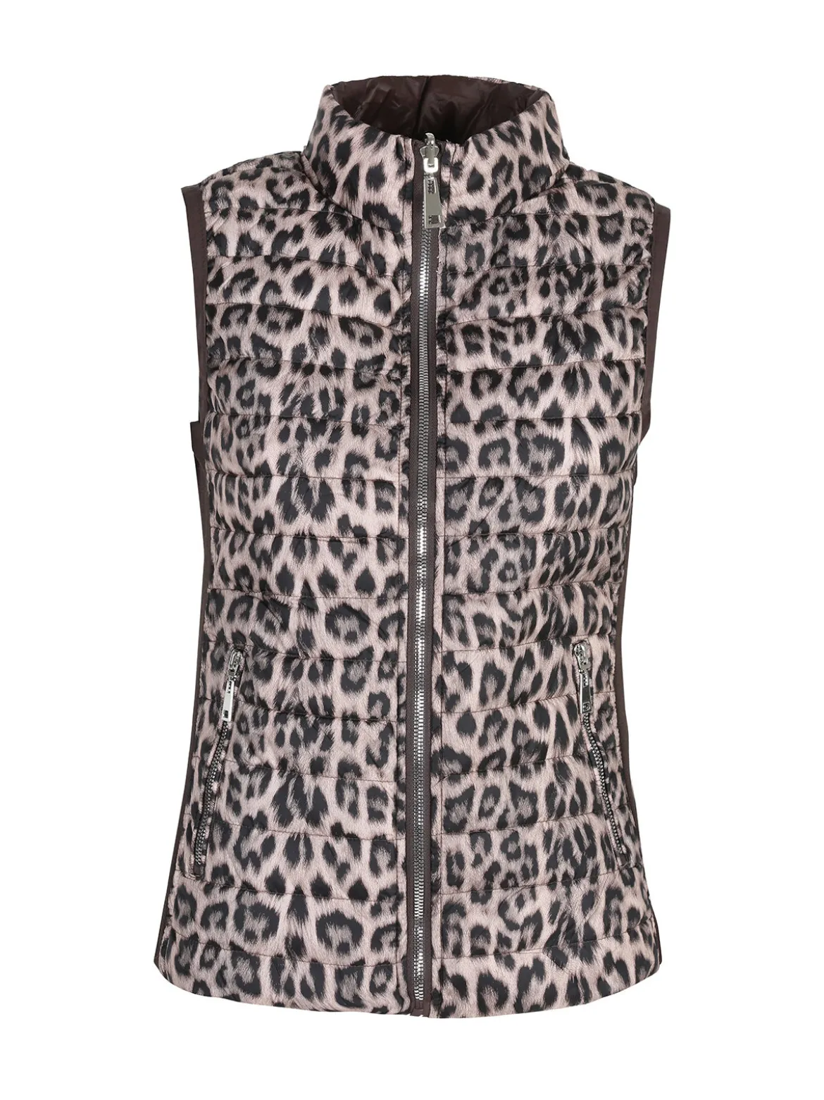 Solada Gilet donna animalier imbottito reversibile - marrone