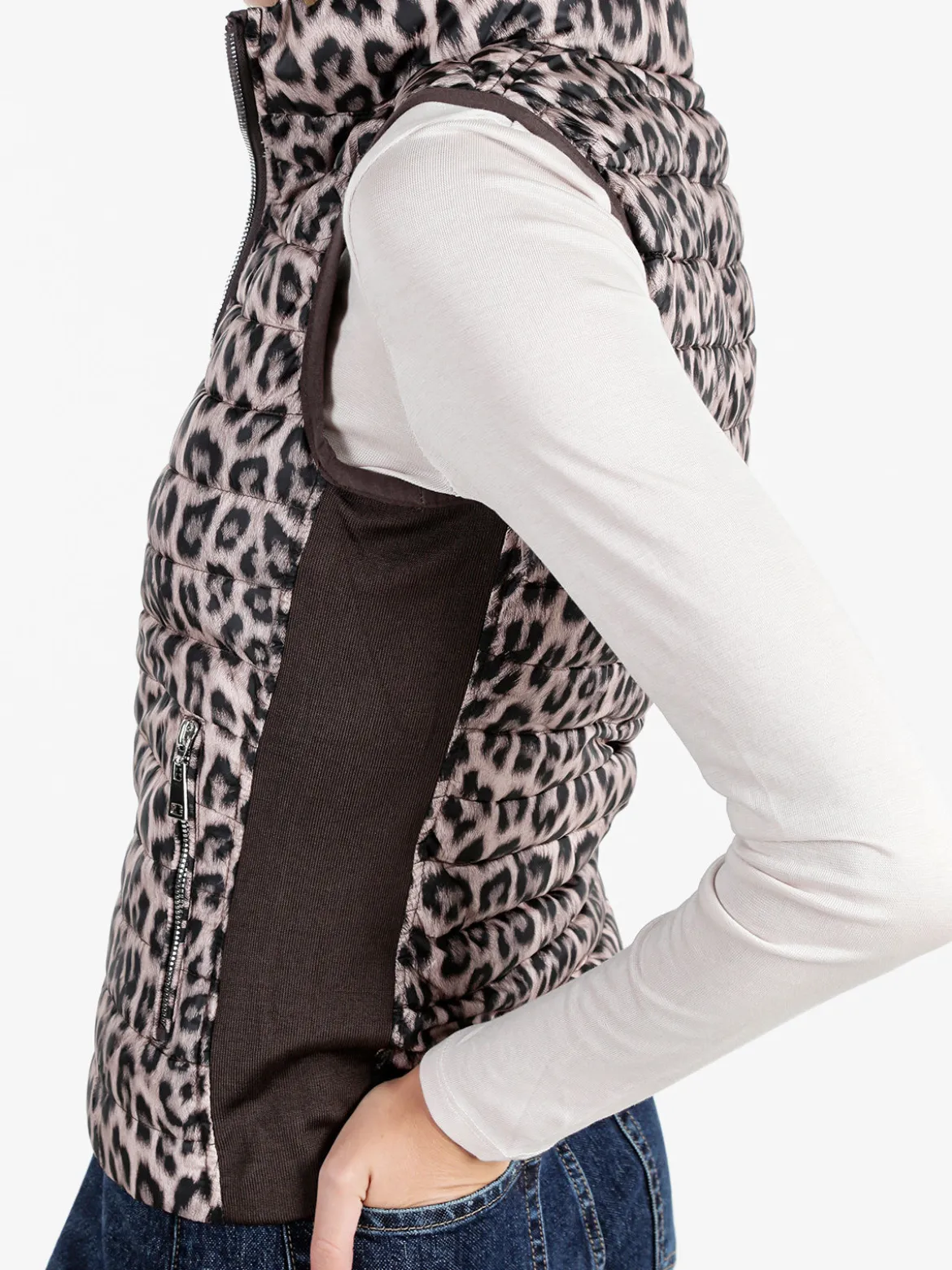 Solada Gilet donna animalier imbottito reversibile - marrone