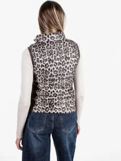 Solada Gilet donna animalier imbottito reversibile - marrone