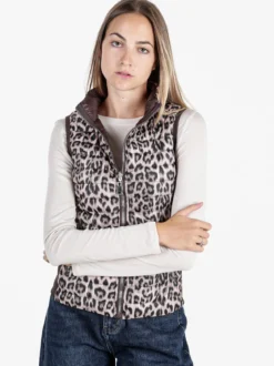 Solada Gilet donna animalier imbottito reversibile - marrone