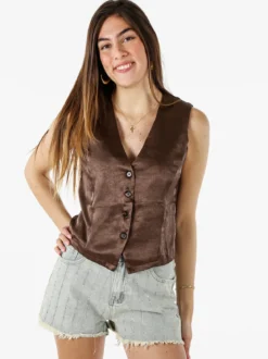Solada Gilet donna classico effetto lucido - moro